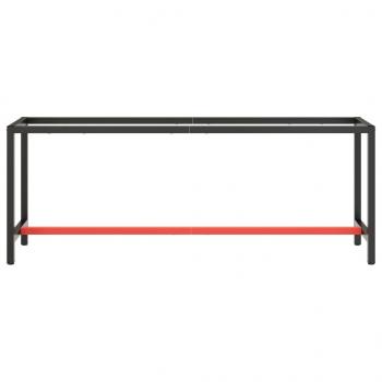 Werkbankgestell Mattschwarz und Mattrot 210x50x79 cm Metall
