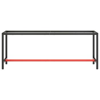 Werkbankgestell Mattschwarz und Mattrot 210x50x79 cm Metall