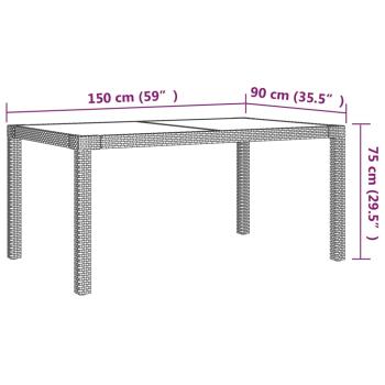 7-tlg. Garten-Essgruppe mit Kissen Poly Rattan Grau