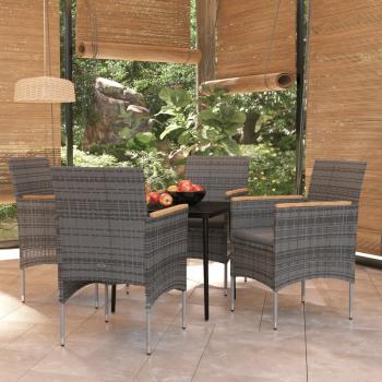 ARDEBO.de - 5-tlg. Garten-Essgruppe mit Kissen Grau und Schwarz