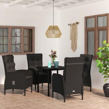 ARDEBO.de - 5-tlg. Garten-Essgruppe mit Kissen Schwarz