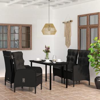 ARDEBO.de - 5-tlg. Garten-Essgruppe mit Kissen Schwarz