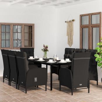 ARDEBO.de - 9-tlg. Garten-Essgruppe mit Kissen Schwarz