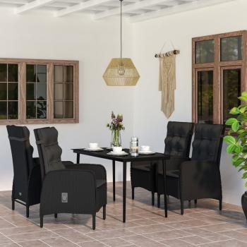 ARDEBO.de - 5-tlg. Garten-Essgruppe mit Kissen Schwarz