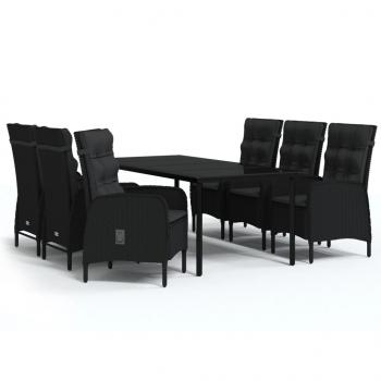 7-tlg. Garten-Essgruppe mit Kissen Schwarz