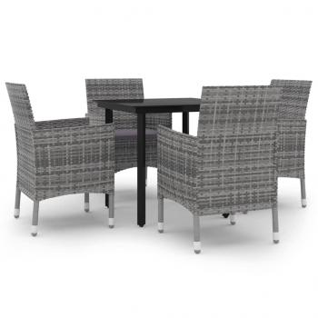 ARDEBO.de - 5-tlg. Garten-Essgruppe mit Auflagen Poly Rattan und Glas