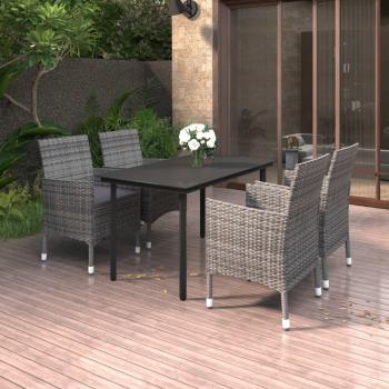 ARDEBO.de - 5-tlg. Garten-Essgruppe mit Auflagen Poly Rattan und Glas