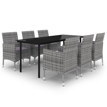 7-tlg. Garten-Essgruppe mit Auflagen Poly Rattan und Glas