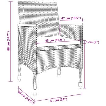 5-tlg. Garten-Essgruppe mit Auflagen Poly Rattan und Glas