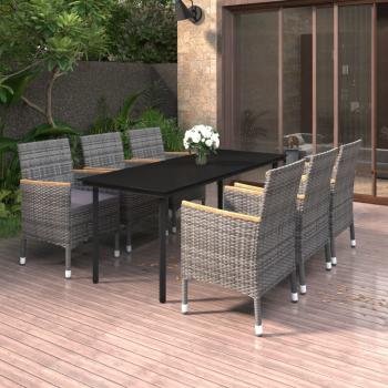 ARDEBO.de - 7-tlg. Garten-Essgruppe mit Kissen Poly Rattan und Glas