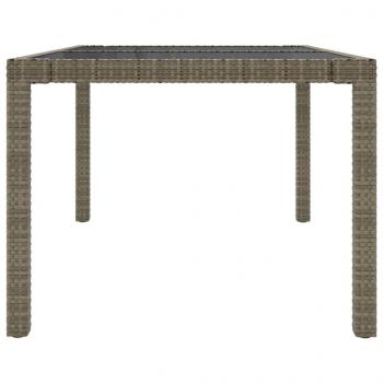 Gartentisch 150x90x75 cm Hartglas und Poly Rattan Grau