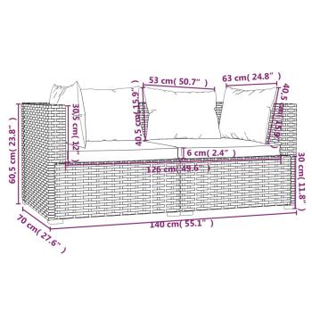 ARDEBO.de - 3-tlg. Garten-Lounge-Set mit Kissen Braun Poly Rattan