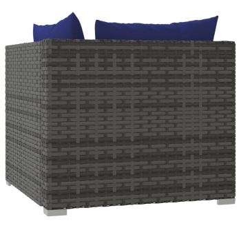 ARDEBO.de - 2-Sitzer-Sofa mit Kissen Grau Poly Rattan