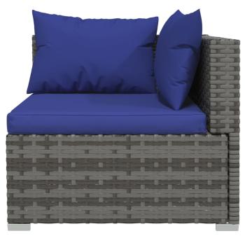 2-Sitzer-Sofa mit Kissen Grau Poly Rattan