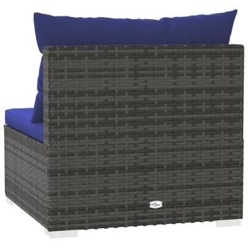 ARDEBO.de - Garten-Mittelsofa mit Kissen Grau Poly Rattan
