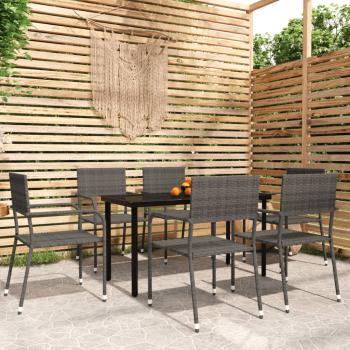 ARDEBO.de - 7-tlg. Garten-Essgruppe Grau