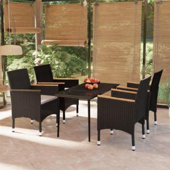 ARDEBO.de - 5-tlg. Garten-Essgruppe mit Kissen Schwarz
