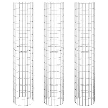 Gabionen-Hochbeete 3 Stk. Rund Verzinkter Stahl Ø30x150 cm