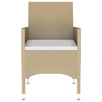 7-tlg. Garten-Essgruppe Poly Rattan und Hartglas Beige
