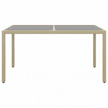7-tlg. Garten-Essgruppe Poly Rattan und Hartglas Beige