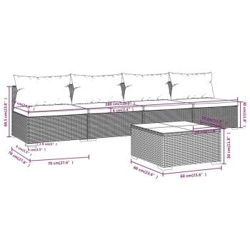 5-tlg. Garten-Lounge-Set mit Kissen Poly Rattan Braun