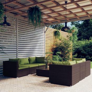 ARDEBO.de - 7-tlg. Garten-Lounge-Set mit Kissen Poly Rattan Braun