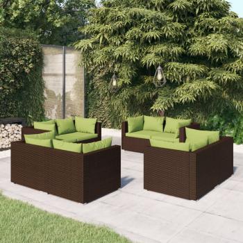 ARDEBO.de - 8-tlg. Garten-Lounge-Set mit Kissen Poly Rattan Braun