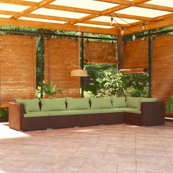 ARDEBO.de - 6-tlg. Garten-Lounge-Set mit Auflagen Poly Rattan Braun