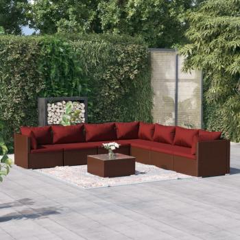 ARDEBO.de - 8-tlg. Garten-Lounge-Set mit Kissen Poly Rattan Braun
