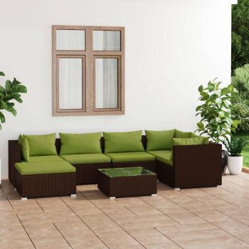 ARDEBO.de - 7-tlg. Garten-Lounge-Set mit Kissen Poly Rattan Braun