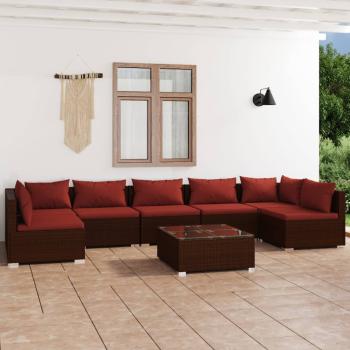 ARDEBO.de - 8-tlg. Garten-Lounge-Set mit Kissen Poly Rattan Braun