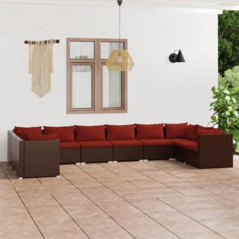 ARDEBO.de - 10-tlg. Garten-Lounge-Set mit Kissen Poly Rattan Braun