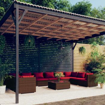 ARDEBO.de - 11-tlg. Garten-Lounge-Set mit Kissen Poly Rattan Braun