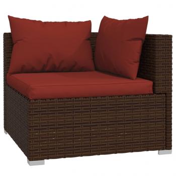 4-tlg. Garten-Lounge-Set mit Auflagen Poly Rattan Braun