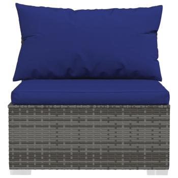 4-tlg. Garten-Lounge-Set mit Kissen Poly Rattan Grau