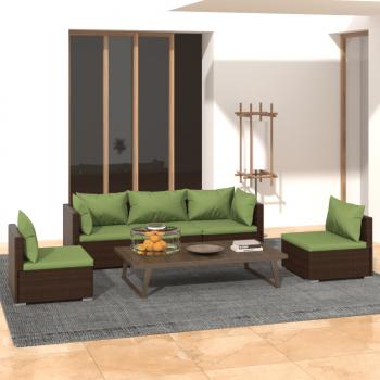 ARDEBO.de - 5-tlg. Garten-Lounge-Set mit Kissen Poly Rattan Braun