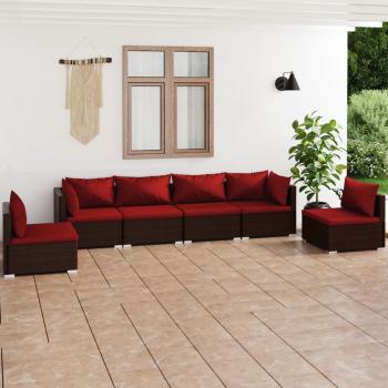 ARDEBO.de - 6-tlg. Garten-Lounge-Set mit Kissen Poly Rattan Braun