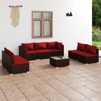 ARDEBO.de - 8-tlg. Garten-Lounge-Set mit Kissen Poly Rattan Braun