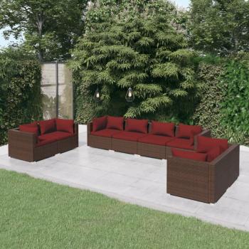 ARDEBO.de - 8-tlg. Garten-Lounge-Set mit Kissen Poly Rattan Braun