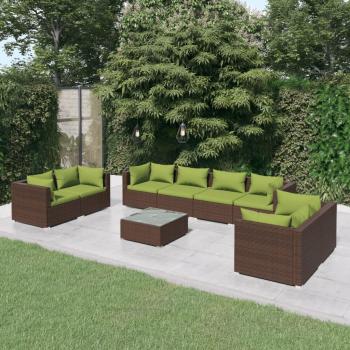 ARDEBO.de - 9-tlg. Garten-Lounge-Set mit Kissen Poly Rattan Braun