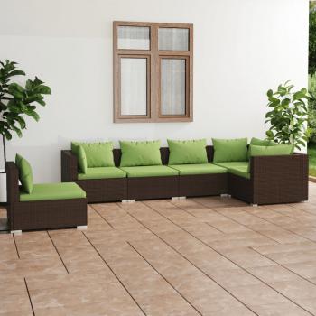 ARDEBO.de - 6-tlg. Garten-Lounge-Set mit Auflagen Poly Rattan Braun