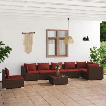 ARDEBO.de - 8-tlg. Garten-Lounge-Set mit Kissen Poly Rattan Braun