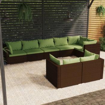 ARDEBO.de - 8-tlg. Garten-Lounge-Set mit Kissen Braun Poly Rattan