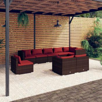 ARDEBO.de - 9-tlg. Garten-Lounge-Set mit Kissen Poly Rattan Braun