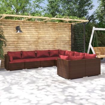 ARDEBO.de - 8-tlg. Garten-Lounge-Set mit Kissen Poly Rattan Braun