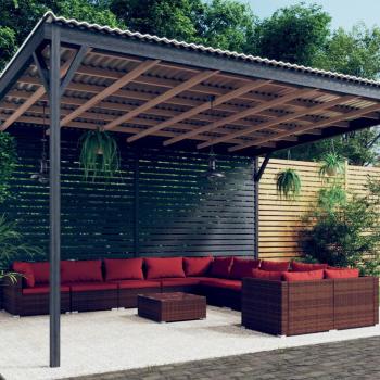 ARDEBO.de - 11-tlg. Garten-Lounge-Set mit Kissen Poly Rattan Braun