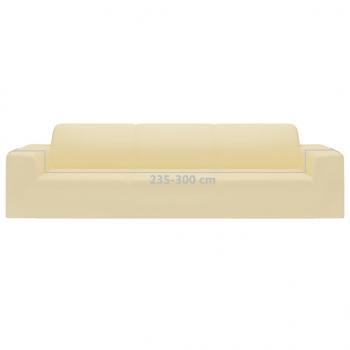 Stretch Sofahusse 4-Sitzer Creme Polyester-Jersey  