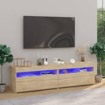 ARDEBO.de - TV-Schränke 2 Stk. mit LED-Leuchten Sonoma-Eiche 75x35x40 cm