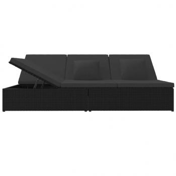 Sonnenliege mit Auflagen Poly Rattan Schwarz