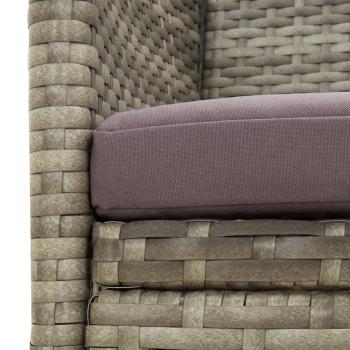 ARDEBO.de - Gartensofa 3-Sitzer mit Kissen Grau Poly Rattan